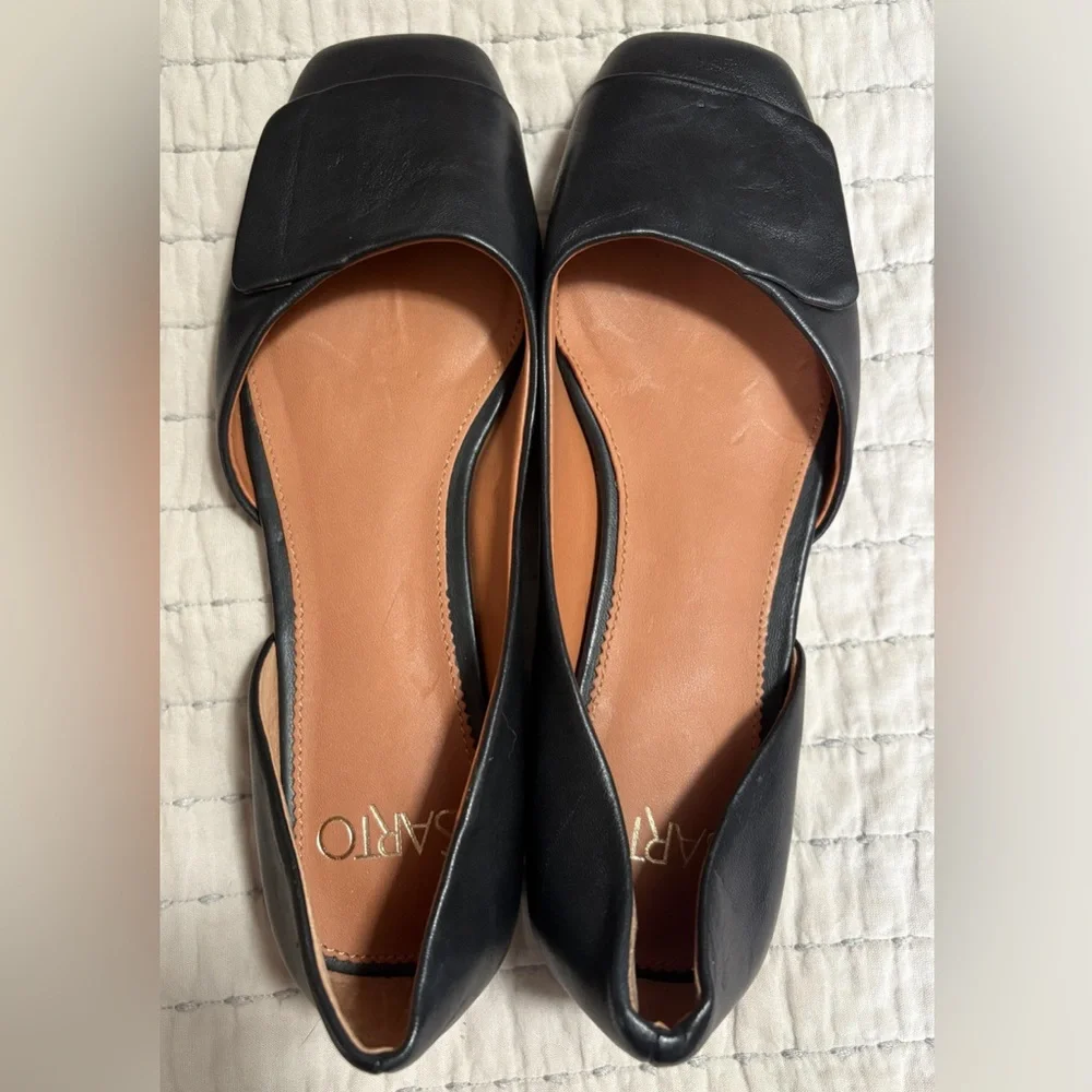 Franco Sarto‎ Elegant Black Tracy Leather Flats Size 7 EUC